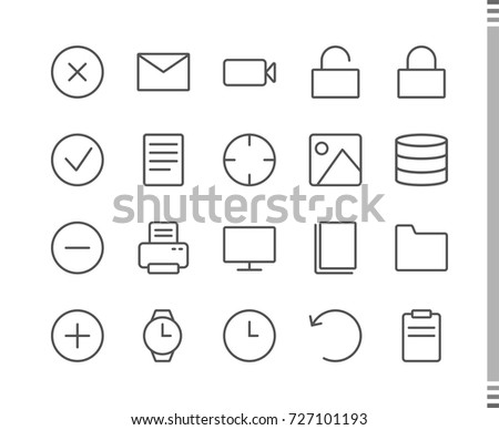 Flat vector icons with a thin line. Set for mobile applications. Business and Sales
