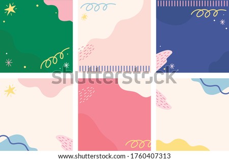 Set abstrac cute feed instagram background. modern art Scandinavian design style. Chic pastel background. Hand drawn Abstract  Organic shapes backround for instagram. 
