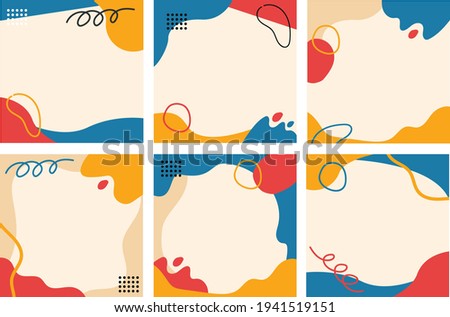 Set abstrac cute feed social media background. modern art Scandinavian design style. Chic pastel background. Hand drawn Abstract Organic shapes backround for social media. Social Media Post.
