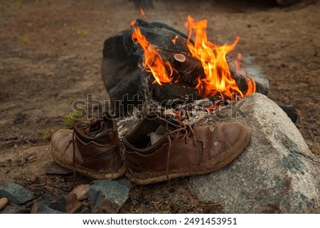 Similar – Image, Stock Photo Bonfire of the dry grass in springtime