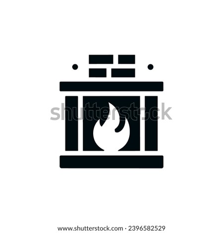 Winter holidays. Fireplace icon. Vector