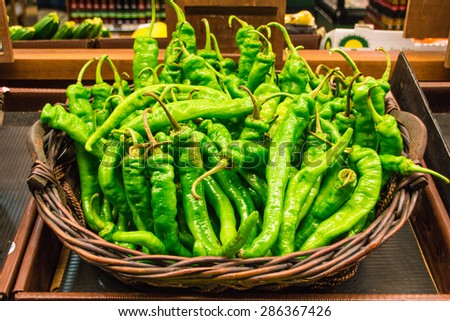green pepper, basket, market