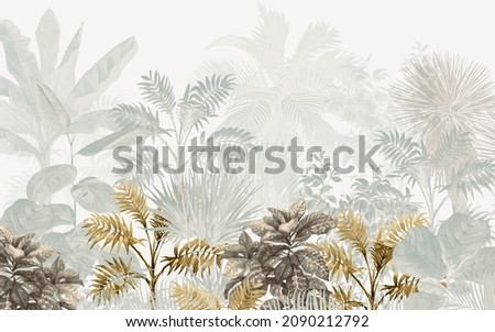 Tropical leaf wallpaper design, watercolor texture, nature background. Stockfoto © 