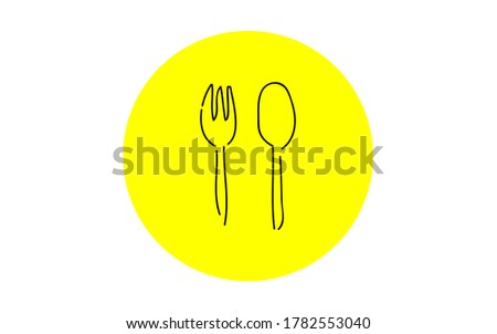 Handwritten simple icon illustration: fork and spoon