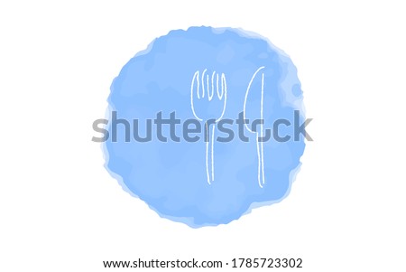 Handwritten simple icon illustration: fork and knife