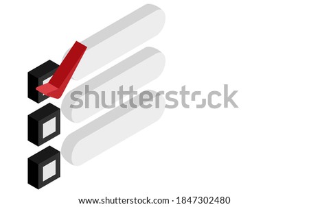 Checklist illustration with red check isometric