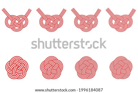 Decorative set of awaji knot and mizuhiki plum knot