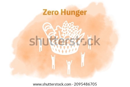 Watercolor style,  SDGs  Goal 2, Zero hunger