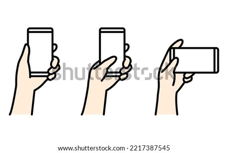 Vertical and horizontal set of illustrations for operating a smartphone with one hand.