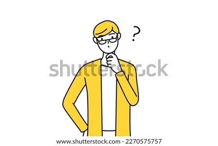 A casually dressed young man with questions, Vector Illustration