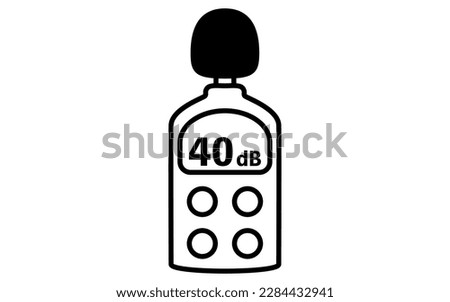 Image icon of a sound level meter showing a noise level (dB) of 40 dB, Vector Illustration
