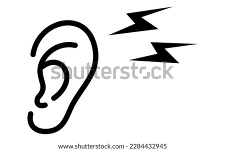 Image icon of noise irritating the ear, Vector Illustration