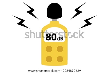 Image icon of a sound level meter showing a noise level (dB) of 80 dB, Vector Illustration