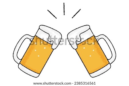 Beer mug overflowing with bubbles in toast, hand-drawn analog touch, Vector Illustration
