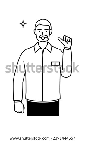 Senior white man pointing to himself with thumb, Vector Illustration