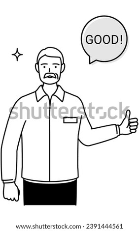 Gesture of GOOD, senior white man giving thumbs up, Vector Illustration