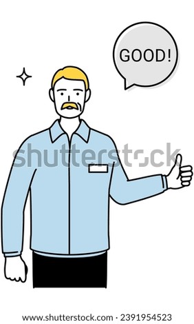 Gesture of GOOD, senior white man giving thumbs up, Vector Illustration