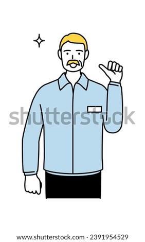 Senior white man pointing to himself with thumb, Vector Illustration