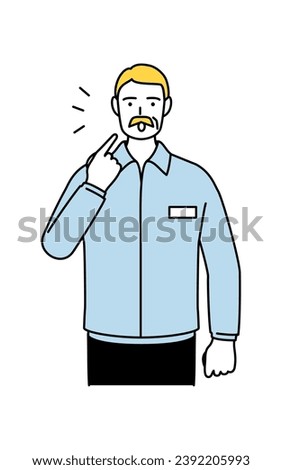 Senior white man teaching pronunciation in English conversation (pointing to his mouth), Vector Illustration