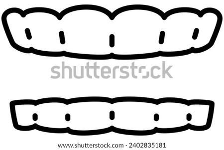 Dentistry: orthodontic appliances used to straighten teeth, upper and lower sets of mouthpieces, Vector Illustration