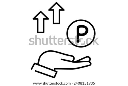 Icon with rewards points profit, simple line drawing illustration, Vector Illustration