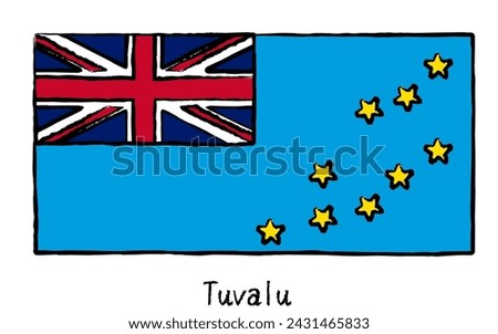 Analog hand-drawn world flag, Tuvalu, Vector Illustration