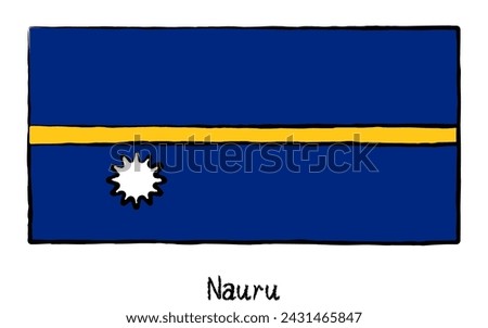 Analog hand-drawn world flag, Nauru, Vector Illustration