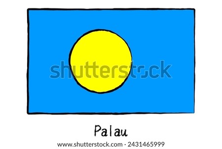 Analog hand-drawn world flag, Palau, Vector Illustration
