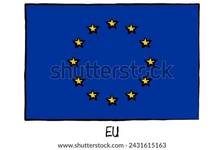 European Union flag, hand-painted style, Vector Illustration