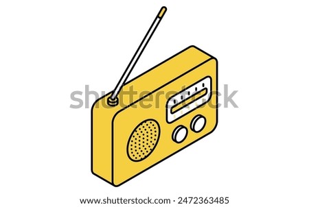 Simple line drawing of emergency kit, portable radio, isometric illustration, Vector Illustration