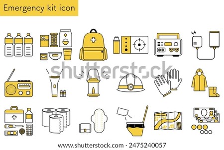 Simple line drawing icon of emergency kit set, Vector Illustration