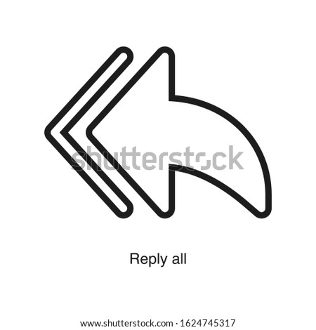 Reply all icon vector on white background. Black icon illustration