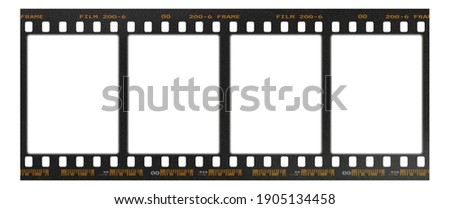 Film frame photo strip high-resolution blank filter. 35mm scan template texture effect. Trendy editable camera roll social stories design. 135 type isolated vintage analog cinema empty scratches. 商業照片 © 