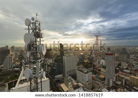 Similar – Image, Stock Photo Antenna and transmission system on mountain plateau