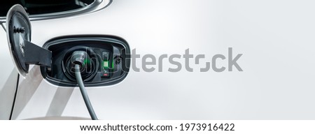 White electric car charging with copy space, Technology electric vehicle concept Stock foto © 