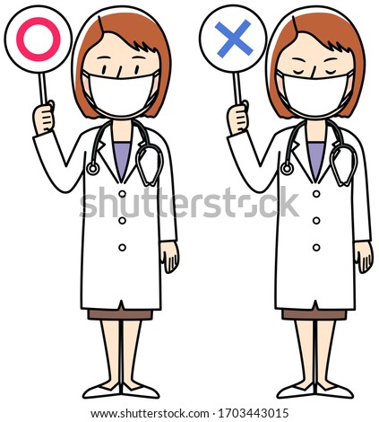 Female doctor wearing a mask and answering a question with 