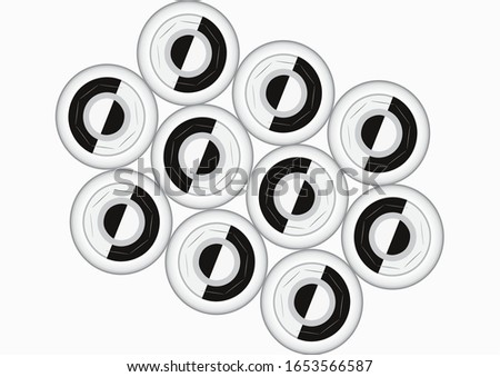 Image of black and white color, alignment of abstract button, vector  design.