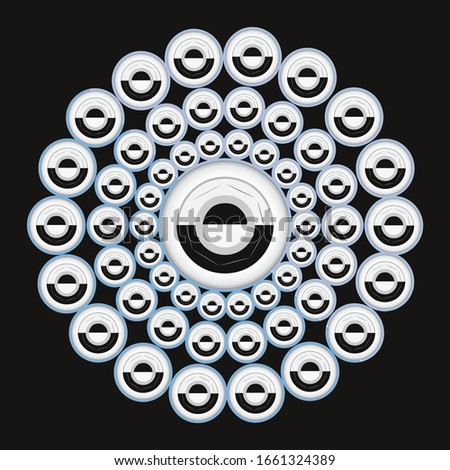 This is a vector design of a black and white color, abstract button, alignment in round shape.