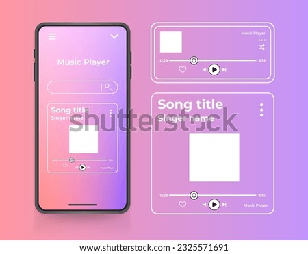 Music app template. Music Platform Sample. User interface user experience. Music player app with trendy color. Vector illustration