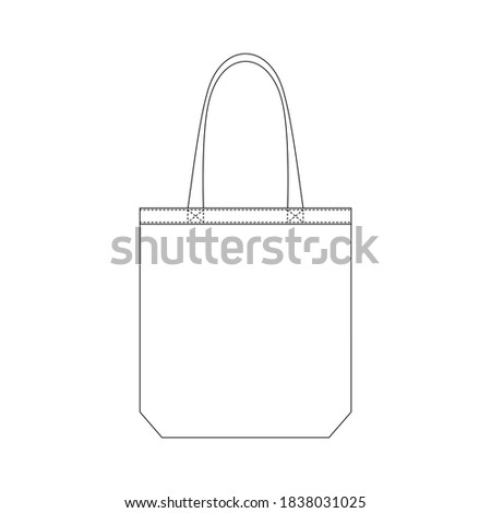 Template tote bag vector illustration flat design outline clothing collection