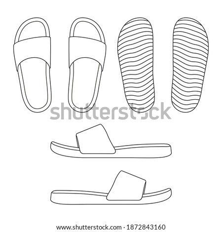 Template slide flip flops vector illustration flat design outline clothing