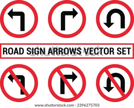 Road sign arrows vector set design on white background. EPS-8.