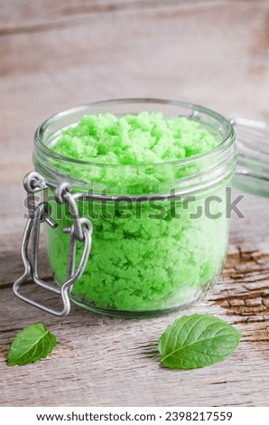 Image, Stock Photo Mint foot planted in old basin with label