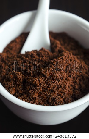 Homemade coffee scrub in a bowl
