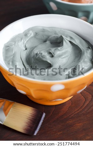 Blue cosmetic clay in a bowl