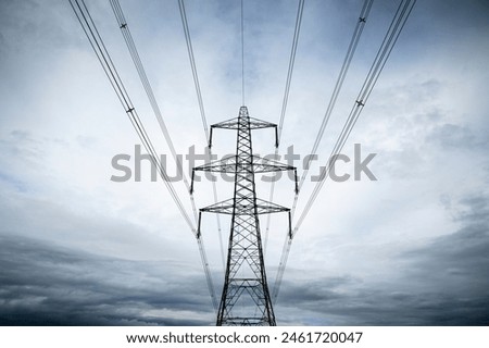 Image, Stock Photo overhead power cable or transmission line