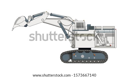 Realistic vector image of a heavy excavator