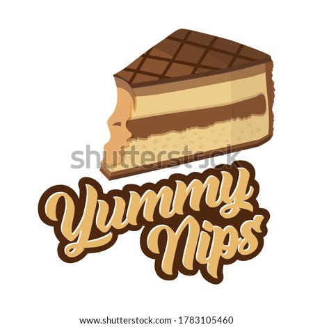 Isolated illustration of a yummy bitten off piece of cake