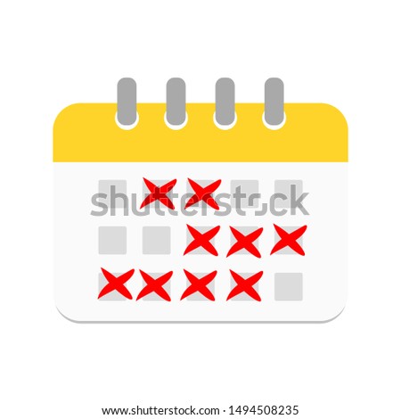 calendar icon with x cross mark appointment day. vector illustration