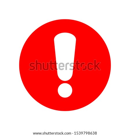 white exclamation mark on red circle  isolated on white background. vector illustration